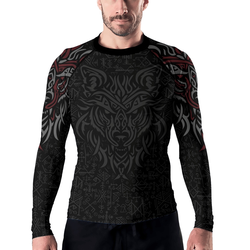 Shadows Fenrir Wolf Mens Long Sleeve Compression Shirt