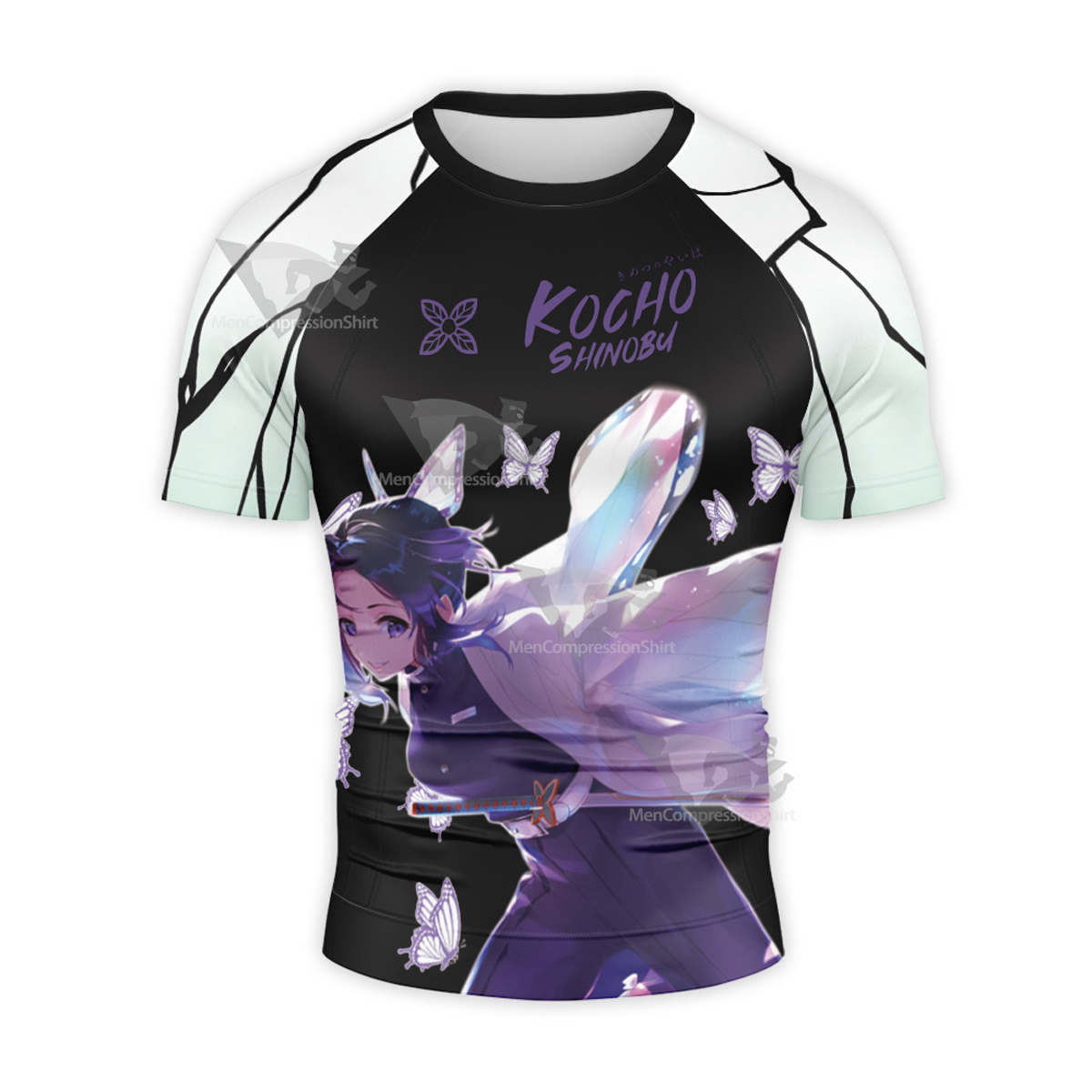 Shinobu Demon Slayer Purple Short Sleeve Compression Shirt