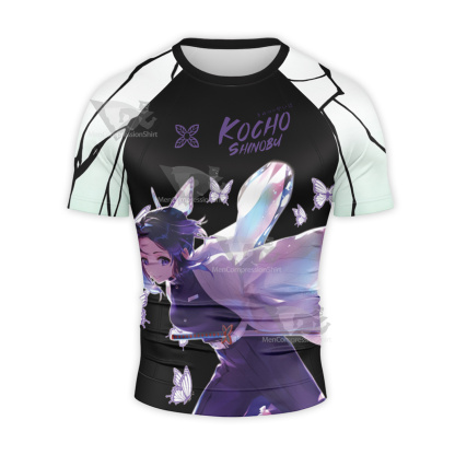 Shinobu Demon Slayer Purple Short Sleeve Compression Shirt