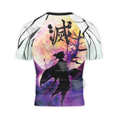 Shinobu Demon Slayer Purple Short Sleeve Compression Shirt