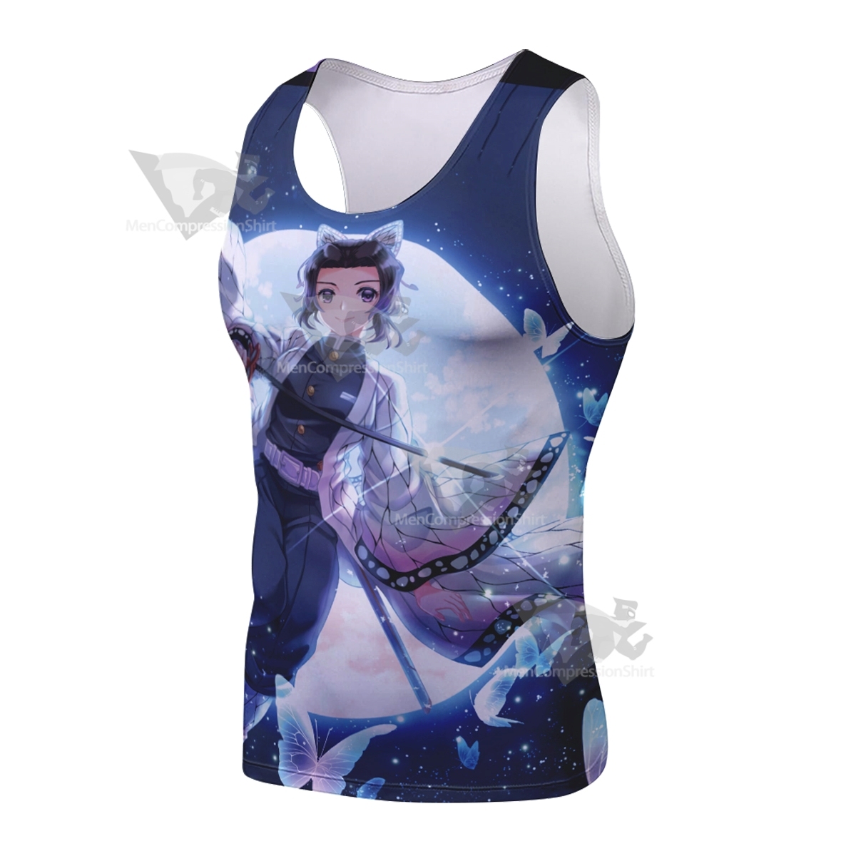 Shinobu Kocho Anime White Sleeveless Compression Shirt