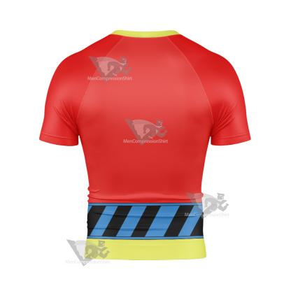 Silver Streak Red And Yellow Cosplay Short Sleeve Compression Shirt