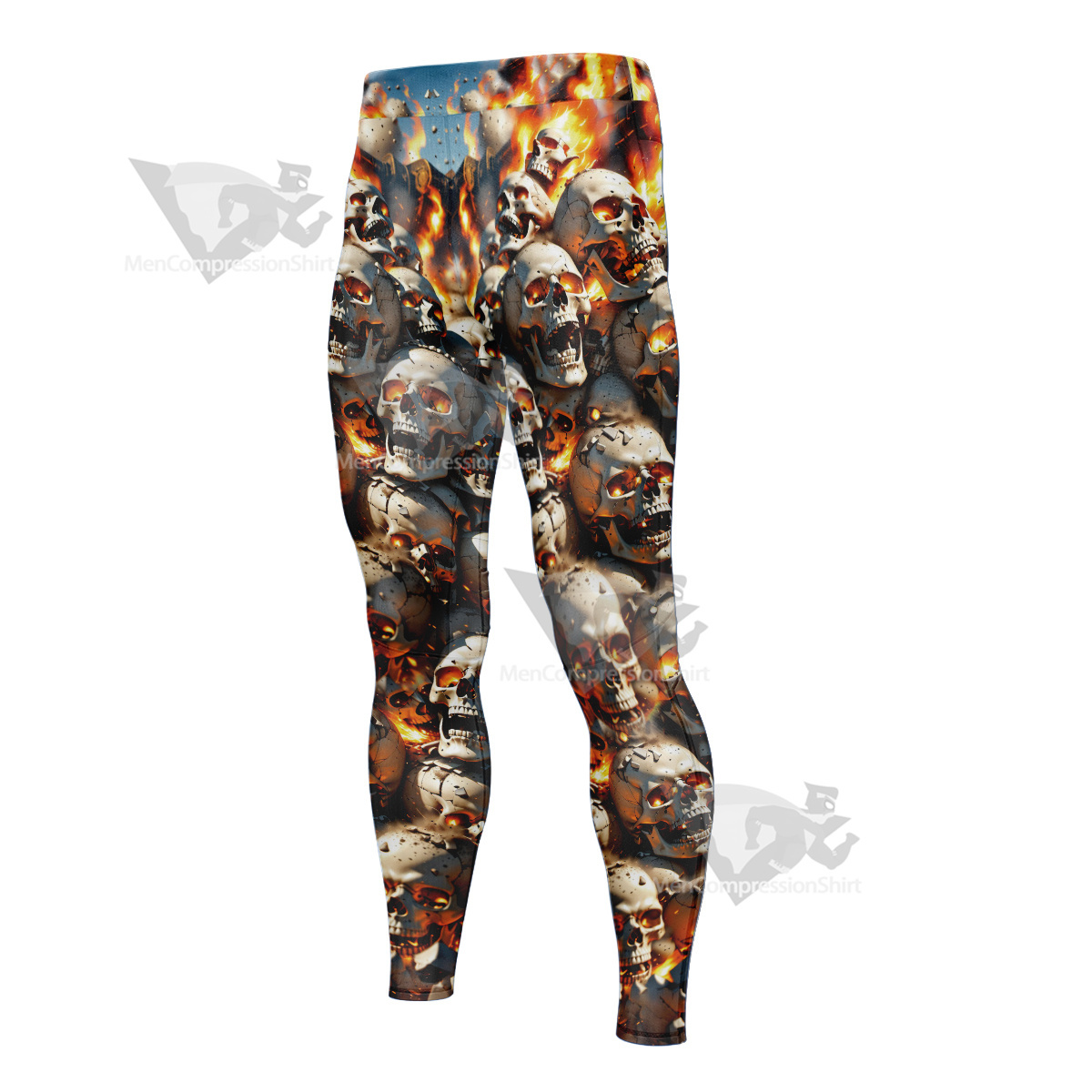 Skeleton In Flames Men Compression Legging-MensCompressionShirt