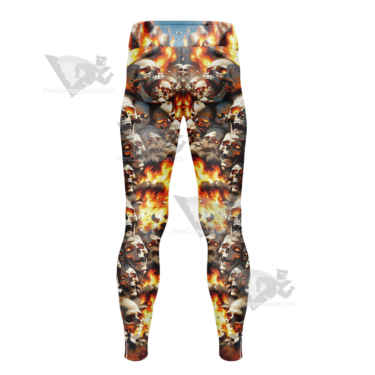 Skeleton In Flames Men Compression Legging-MensCompressionShirt