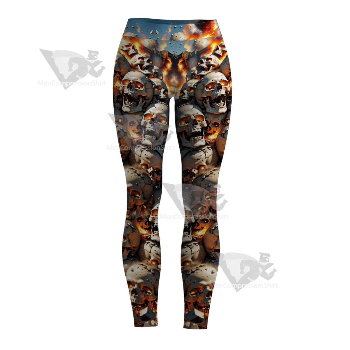 Skeleton In Flames Women Compression Legging-MensCompressionShirt