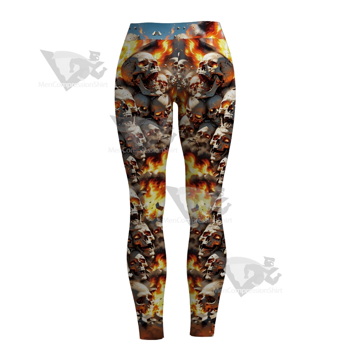 Skeleton In Flames Women Compression Legging-MensCompressionShirt