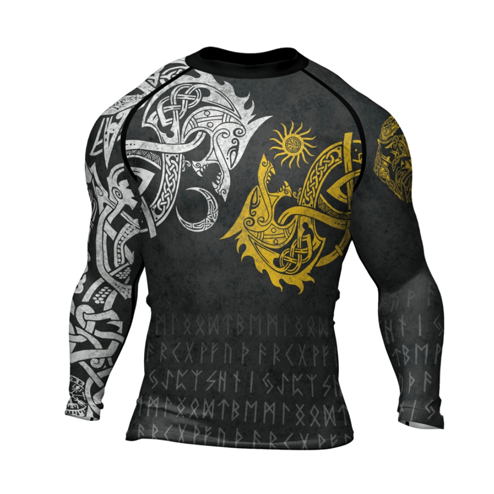 Skoll And Hati Mens Long Sleeve Compression Shirt