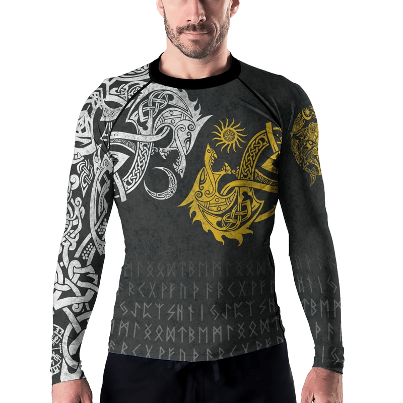 Skoll And Hati Mens Long Sleeve Compression Shirt