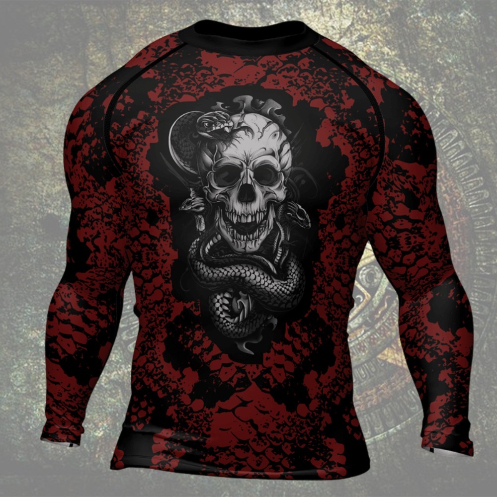 Skull And Snake Mens Long Sleeve Compression Shirt