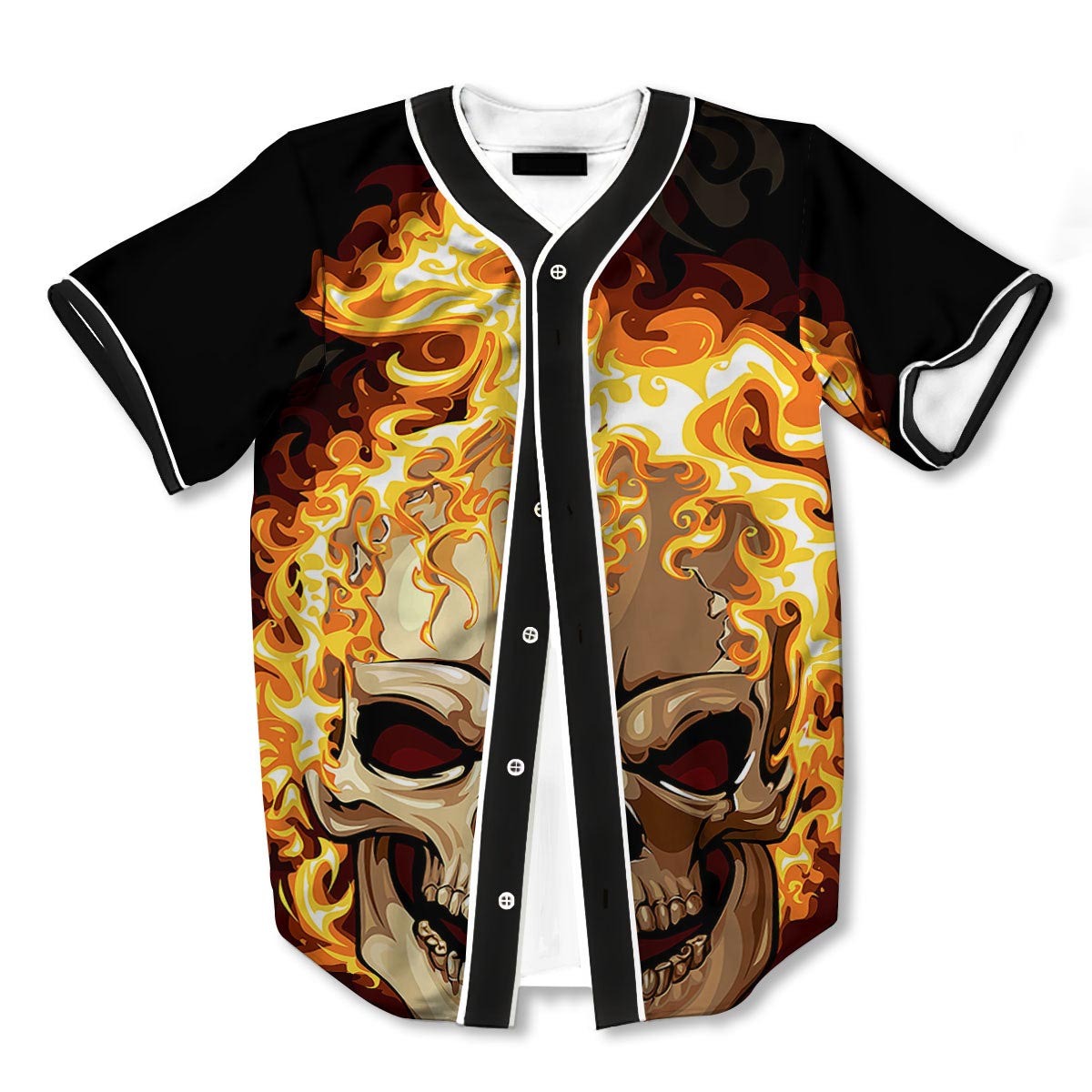 Skull Fire 3d Print Full Size Baseball Jerseys