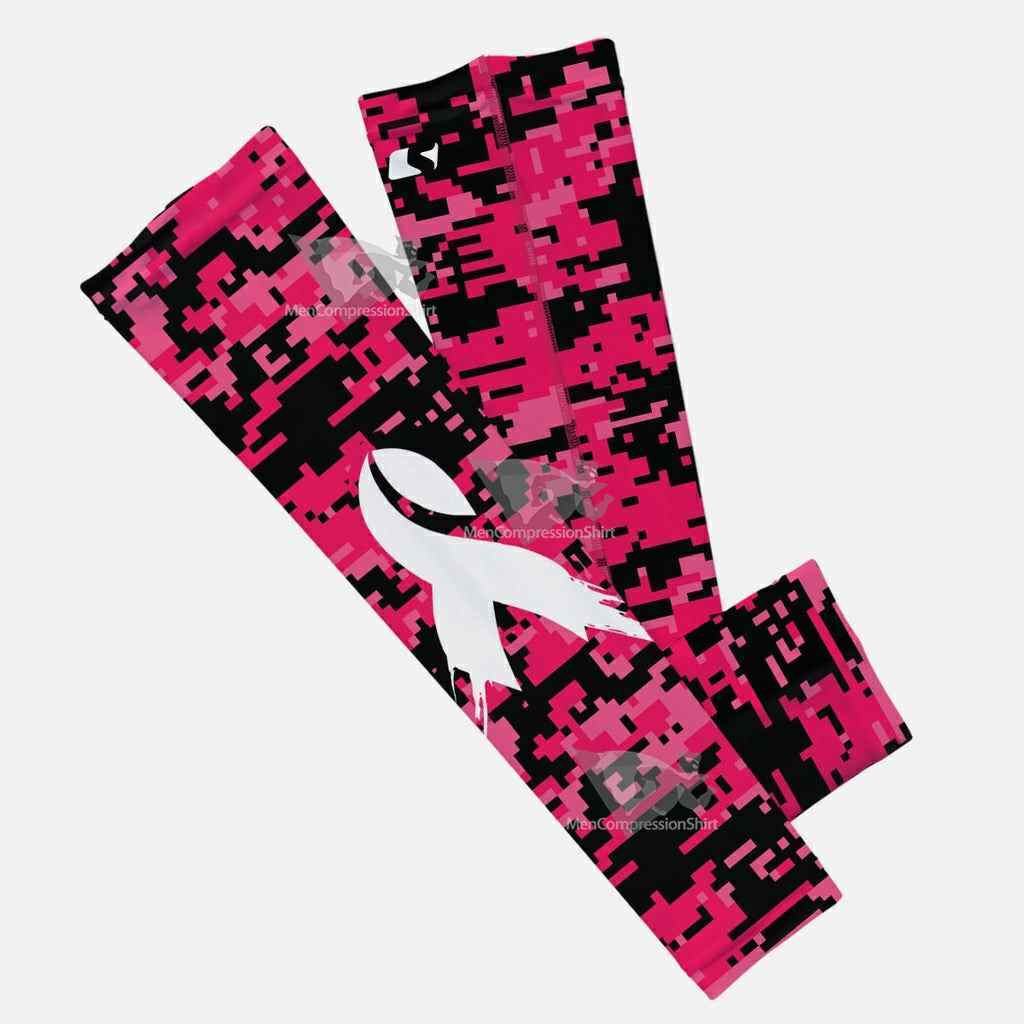 Sleefs Bca Pink Ribbon Digital Camo Black Ribbon Kids Arm Sleeve