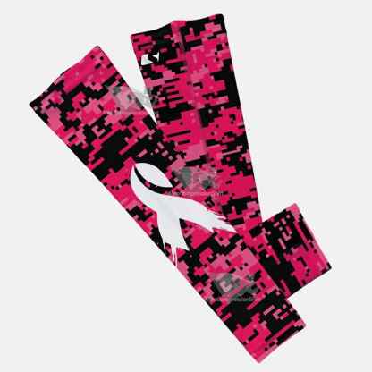 Sleefs Bca Pink Ribbon Digital Camo Black Ribbon Kids Arm Sleeve