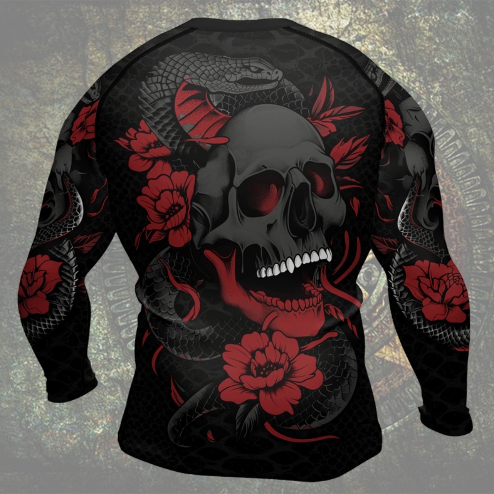 Snake And Skull Mens Long Sleeve Compression Shirt