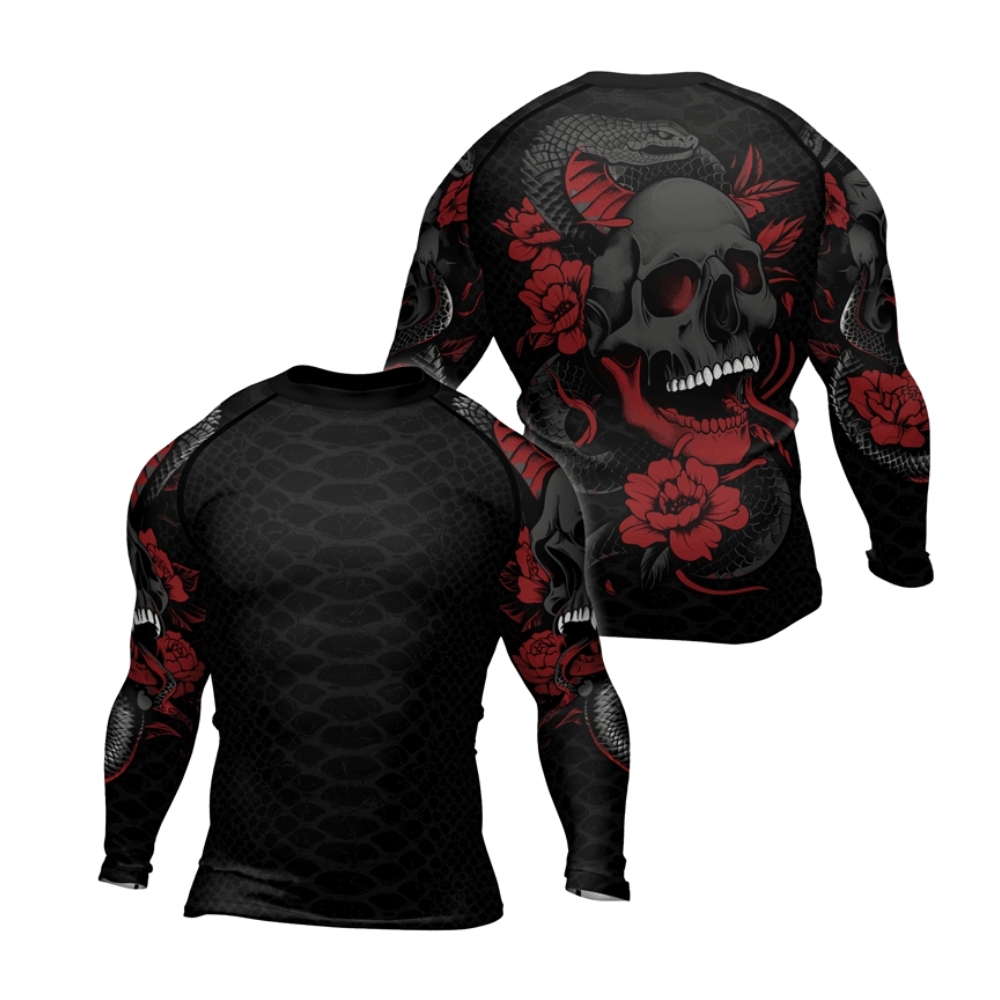 Snake And Skull Mens Long Sleeve Compression Shirt