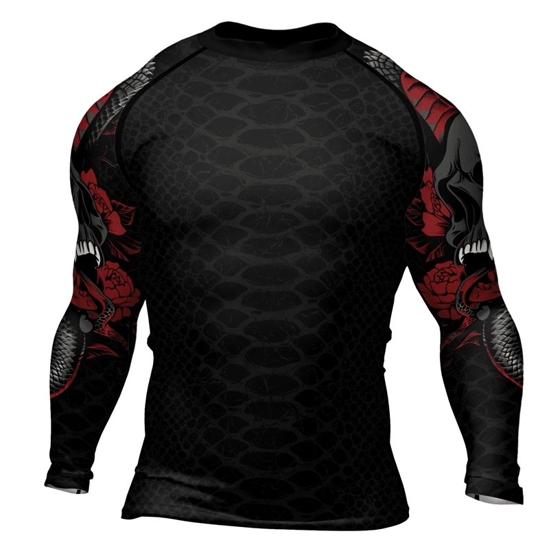 Snake And Skull Mens Long Sleeve Compression Shirt