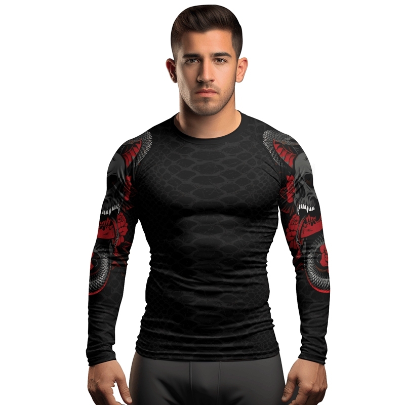 Snake And Skull Mens Long Sleeve Compression Shirt