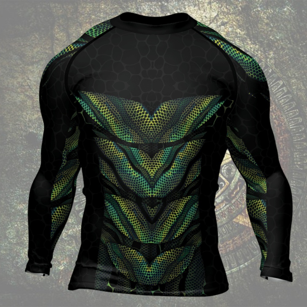 Snake Skin Mens Long Sleeve Compression Shirt