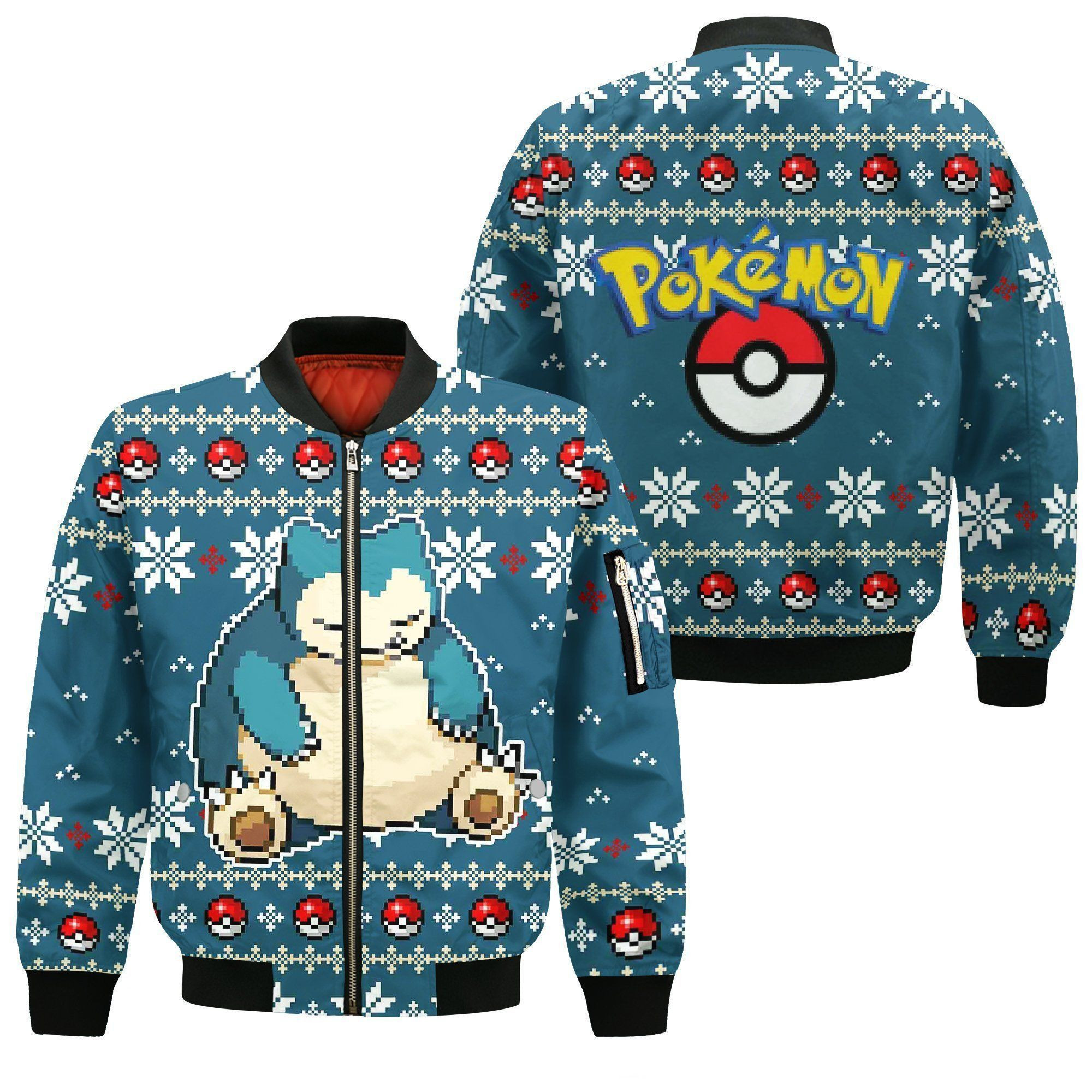 Snorlax Anime Bomber Jacket Xmas Gift