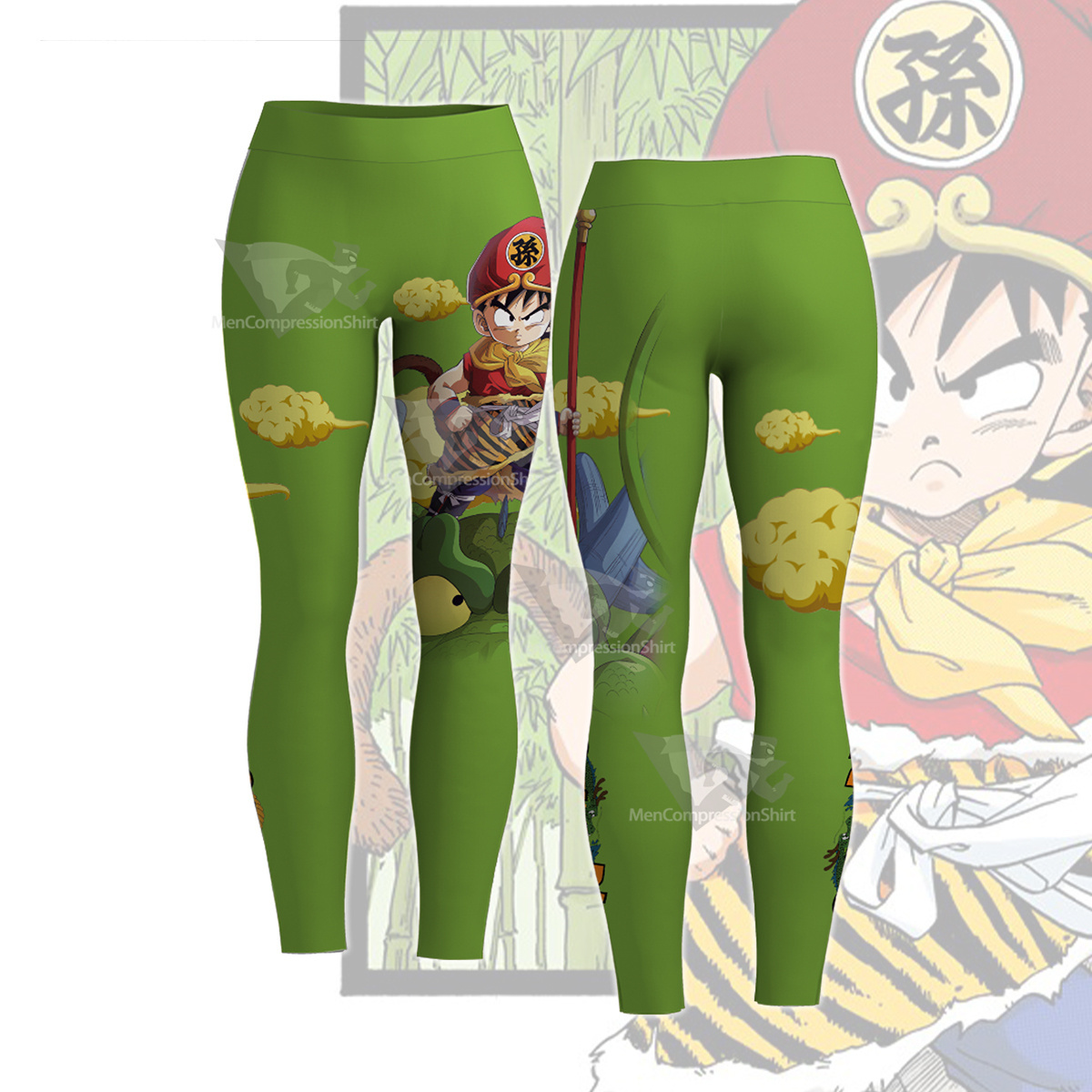 Son Gohan Dragon Ball Green Women Leggings-MensCompressionShirt