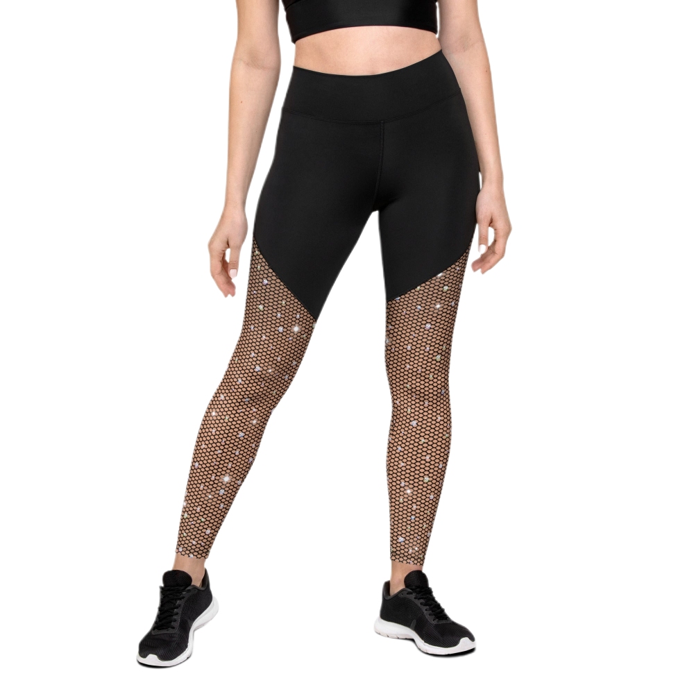 Sparkle Fishnet Print Women Compression Legging