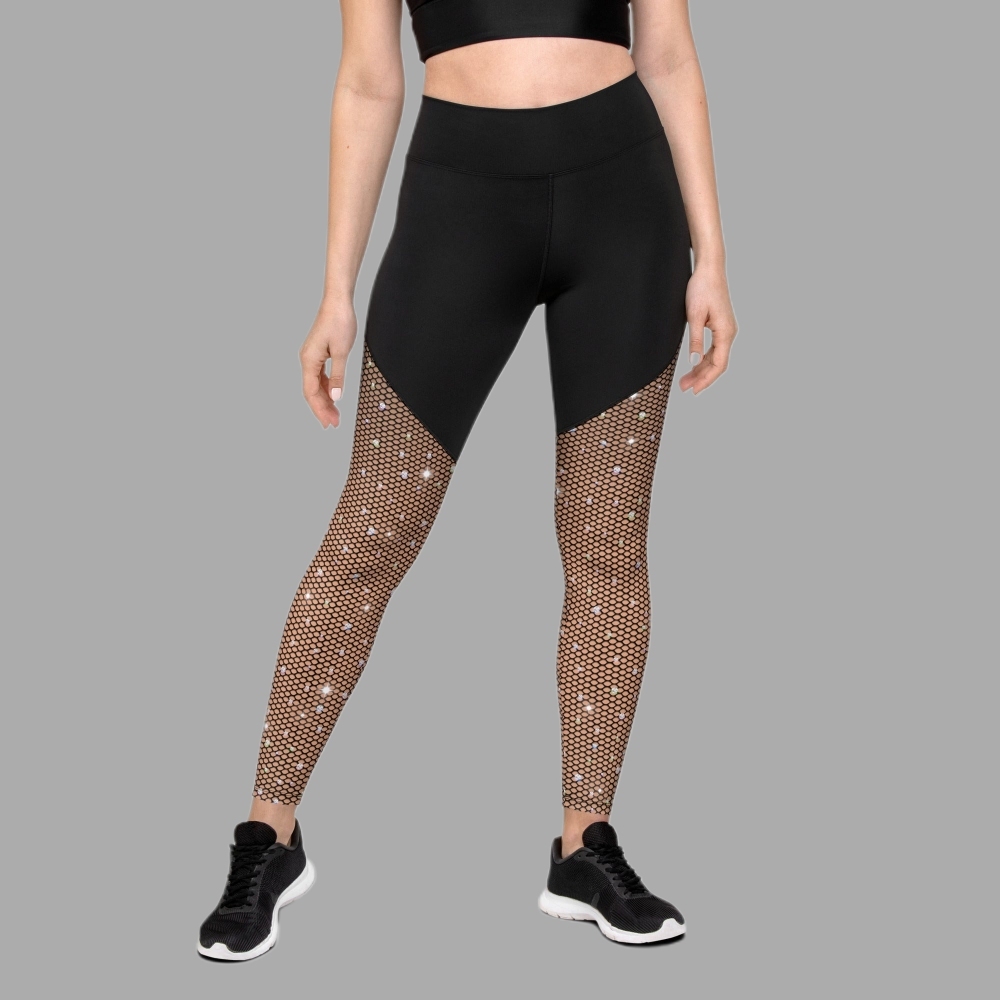 Sparkle Fishnet Print Women Compression Legging