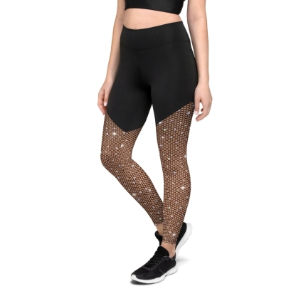 Sparkle Fishnet Print Women Compression Legging