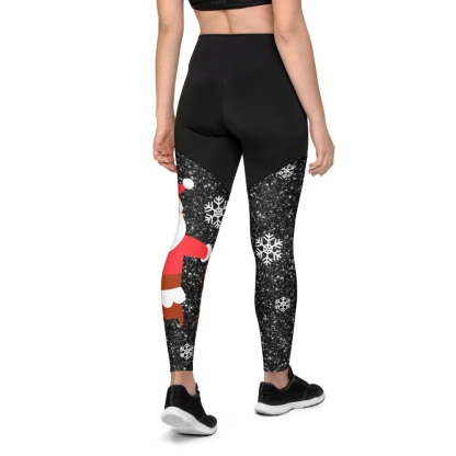 Sparkly Santa Print Women Compression Legging