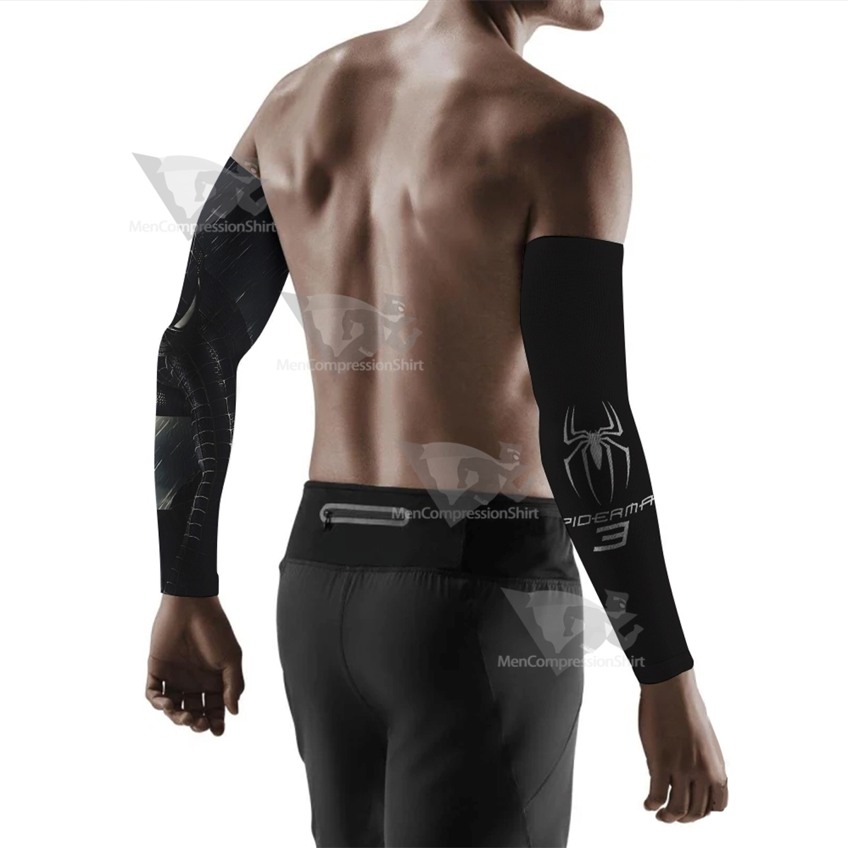 Spider Black Power Black Compression Arm Sleeve
