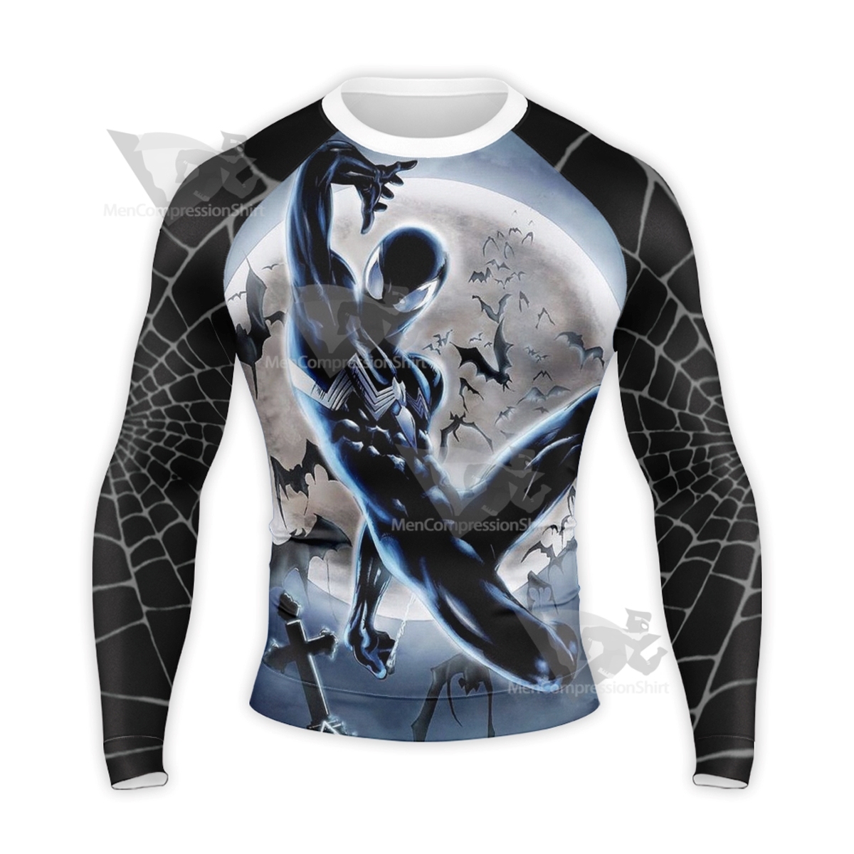 Spider Black Power Black Long Sleeve Compression Shirt