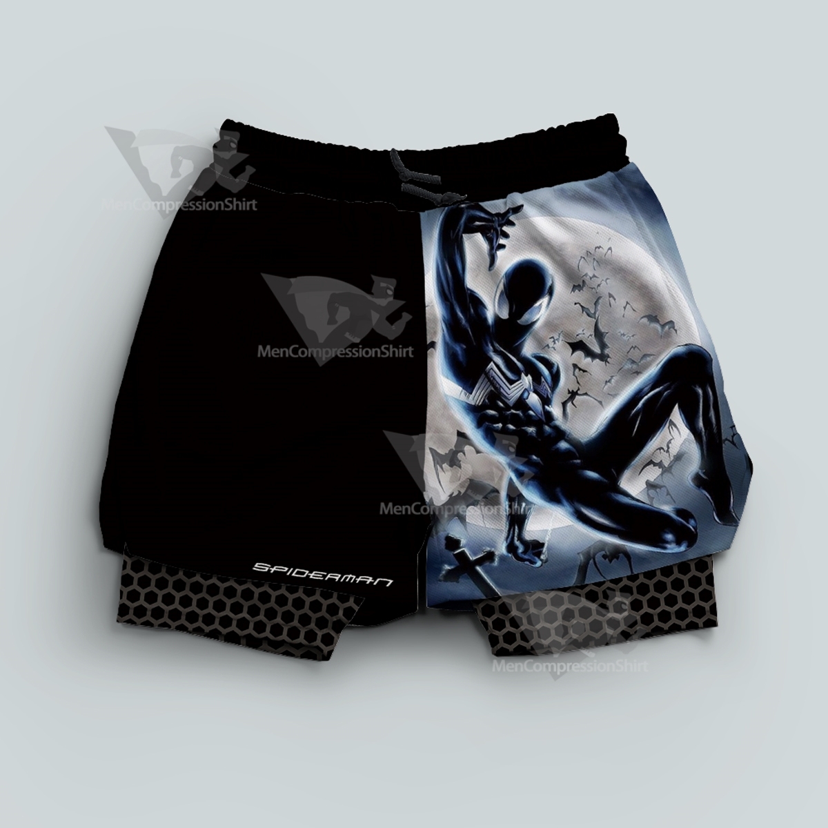 Spider Black Power Black Men Compression Gym Short