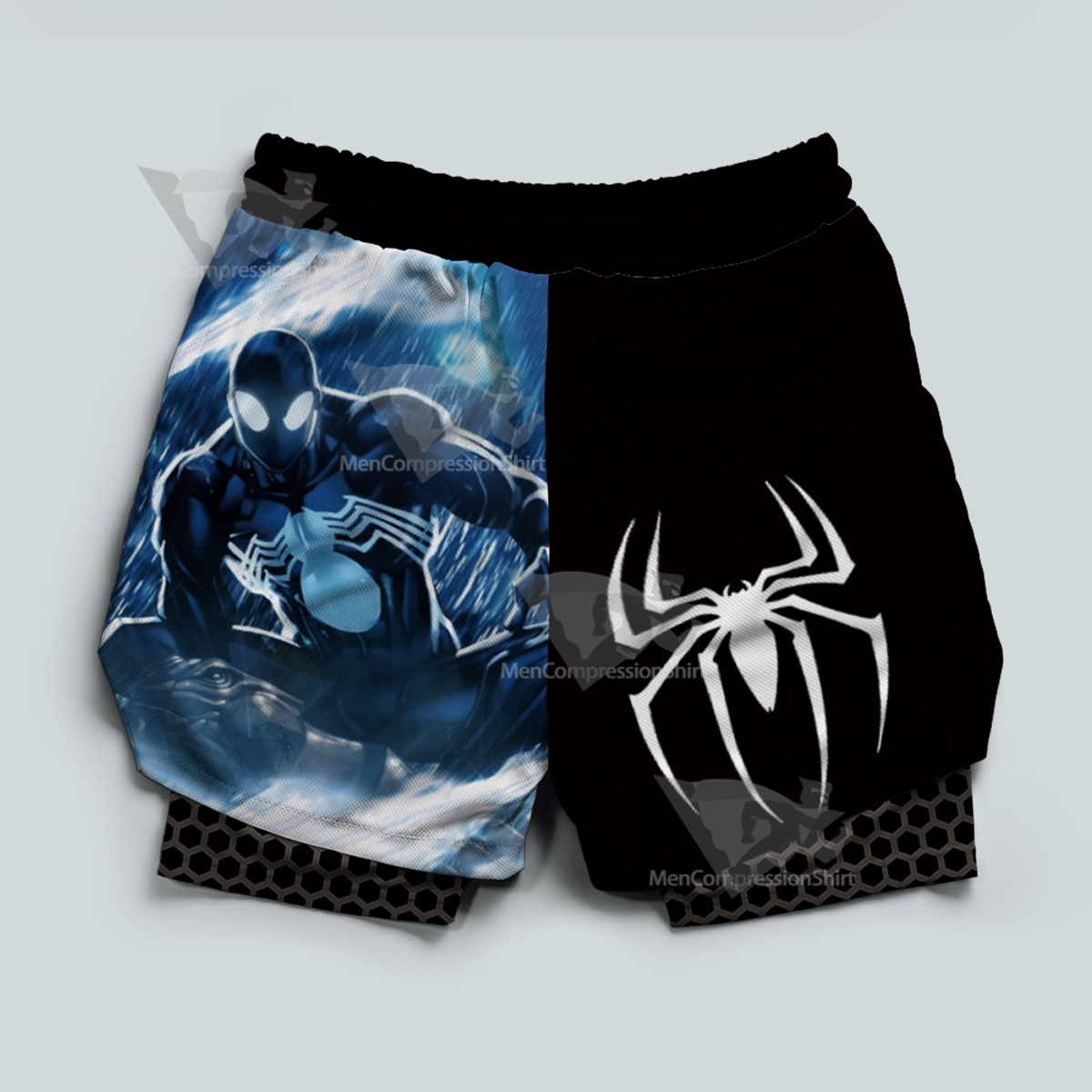 Spider Black Power Black Men Compression Gym Short