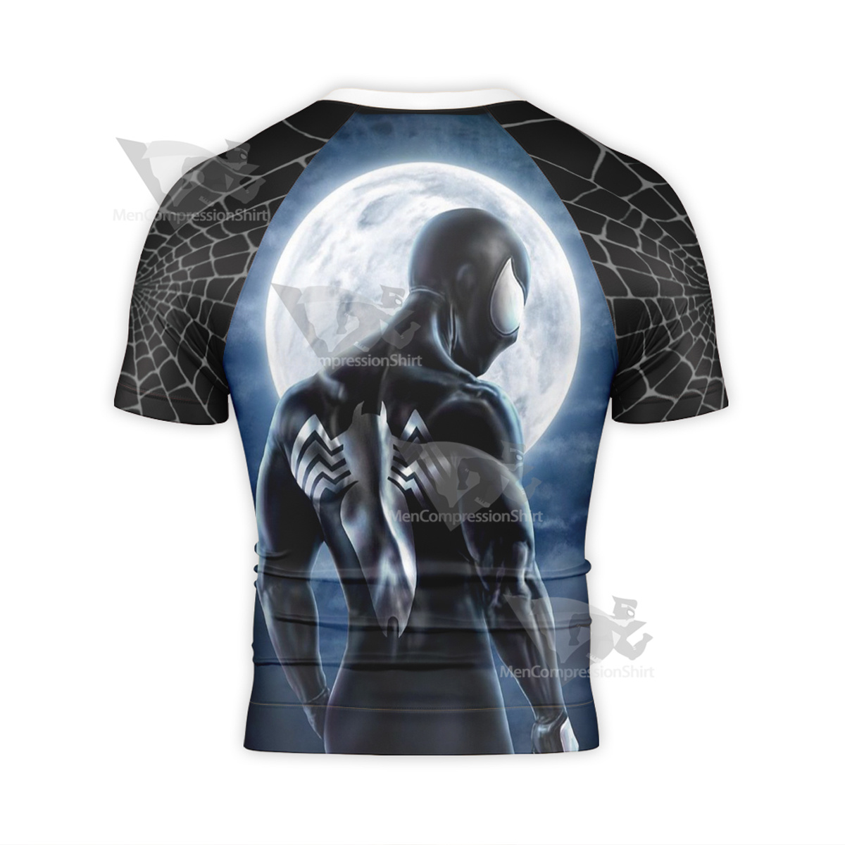 Spider Black Power Black Short Sleeve Compression Shirt