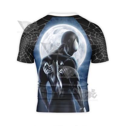 Spider Black Power Black Short Sleeve Compression Shirt