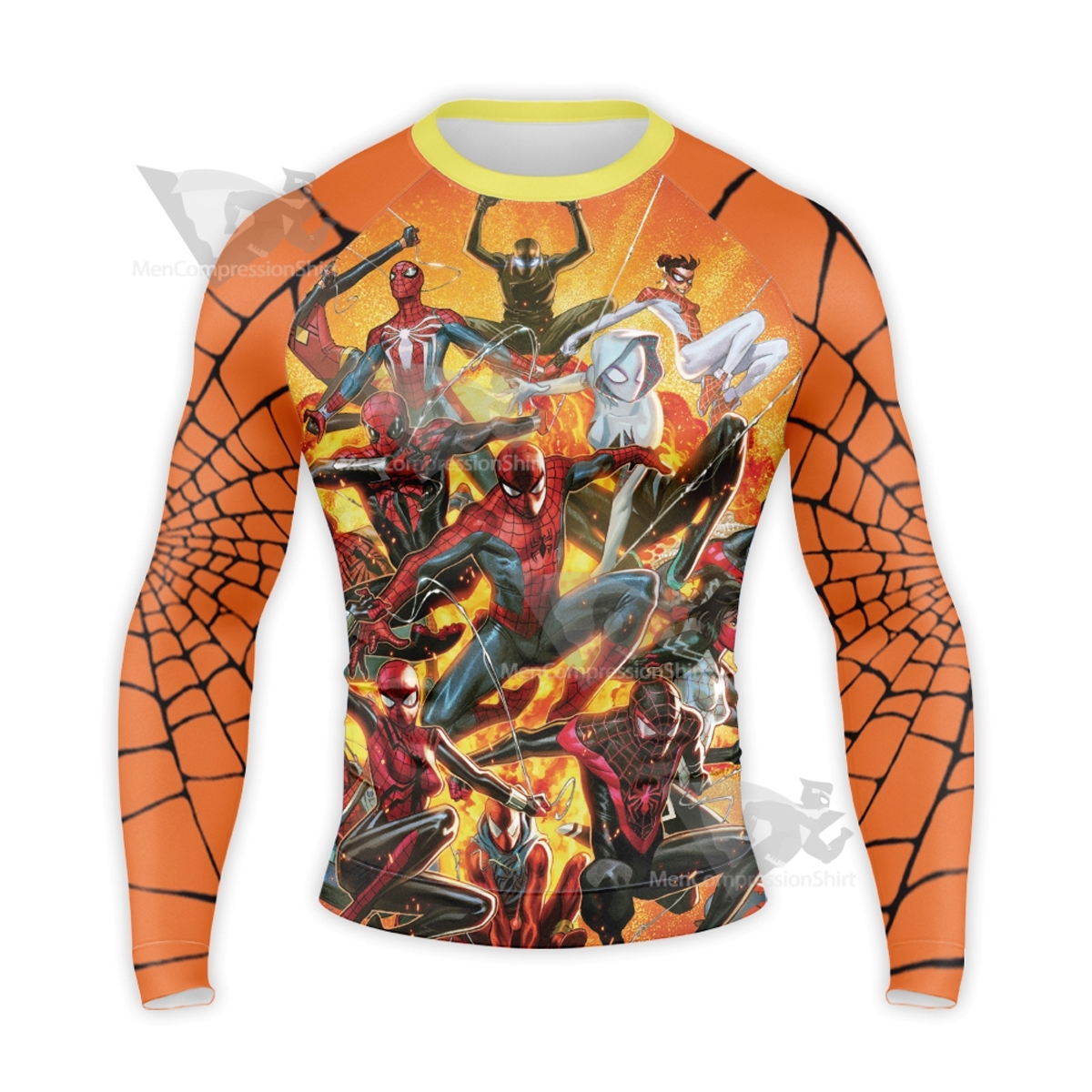 Spider Family Yellow Long Sleeve Compression Shirt