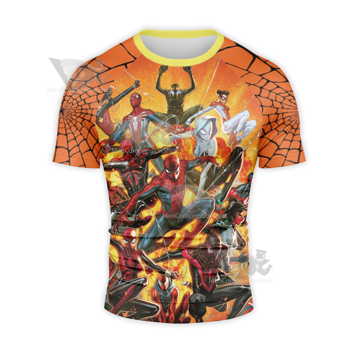 Spider Family Yellow Short Sleeve Compression Shirt