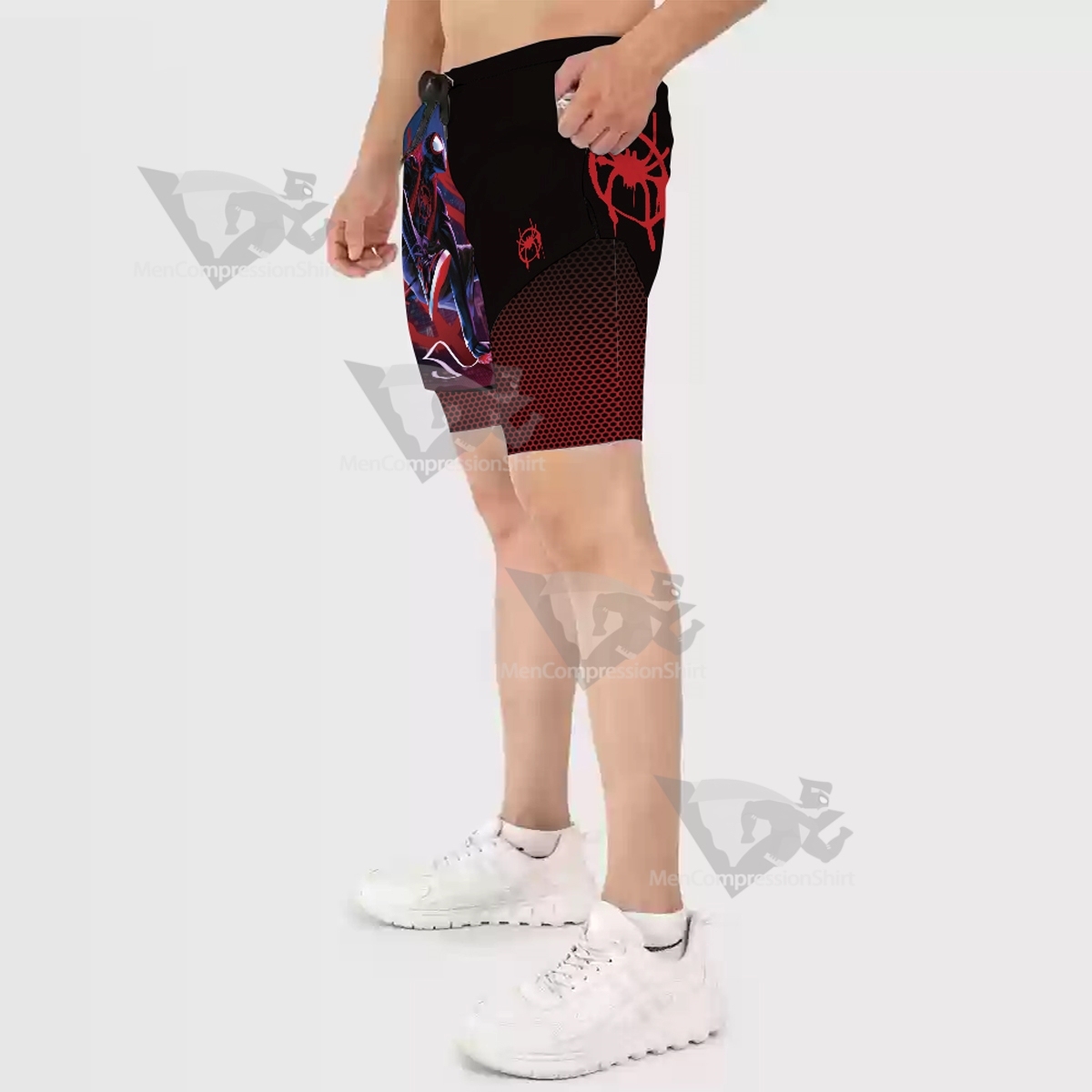 Spider In The Galaxy Black Men Compression Gym Short