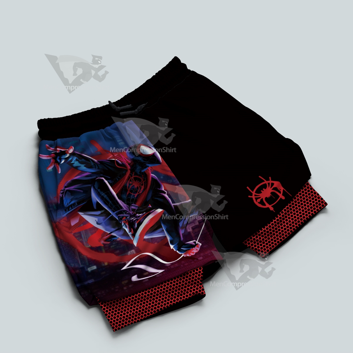 Spider In The Galaxy Black Men Compression Gym Short