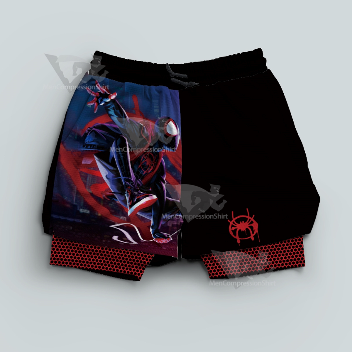 Spider In The Galaxy Black Men Compression Gym Short