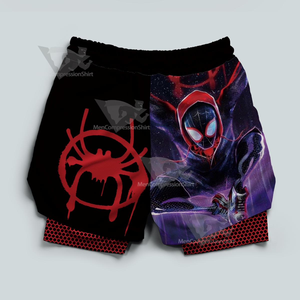 Spider In The Galaxy Black Men Compression Gym Short