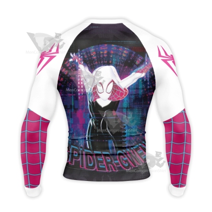 Spiderman Across The Spider Gwen Black Long Sleeve Compression Shirt
