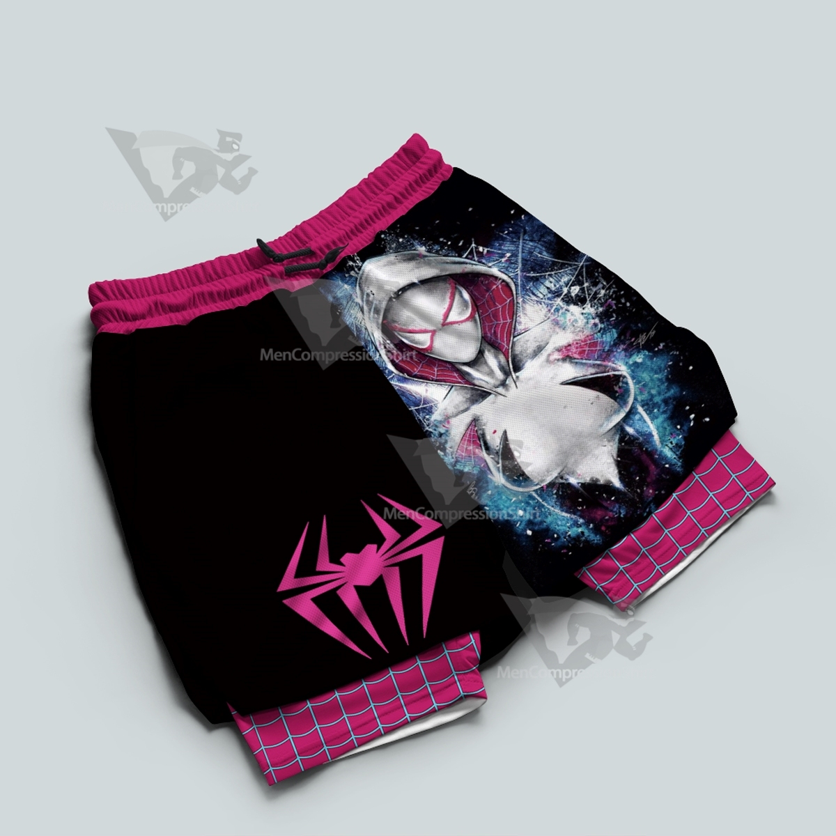 Spiderman Across The Spider Gwen Black Men Compression Gym Short
