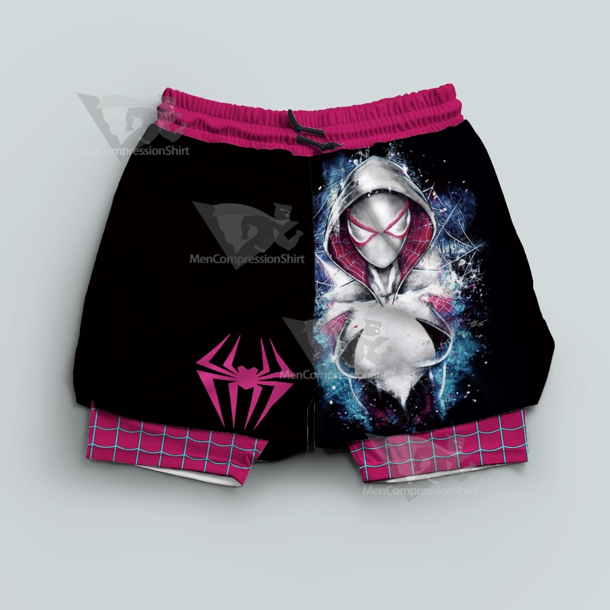 Spiderman Across The Spider Gwen Black Men Compression Gym Short