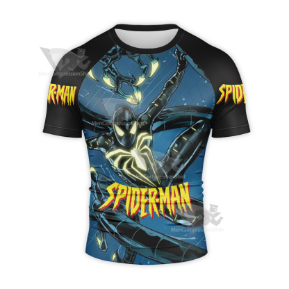 Spiderman Anti Ock Black Short Sleeve Compression Shirt