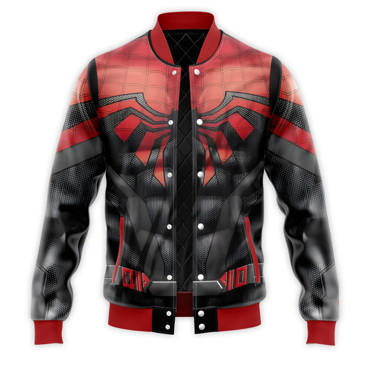 Spiderman Black And Red Varsity Jacket – MensCompressionShirt