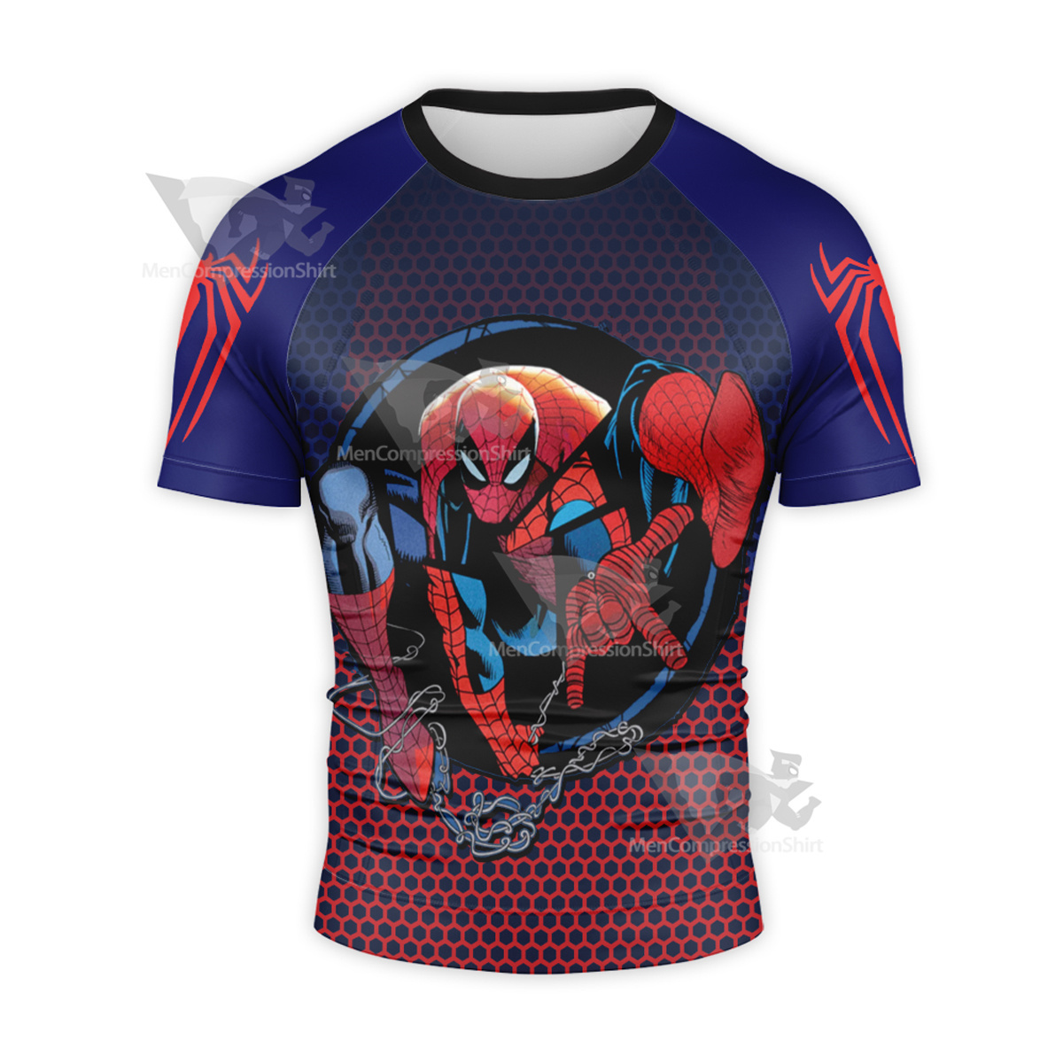 Spiderman Classic Blue Short Sleeve Compression Shirt
