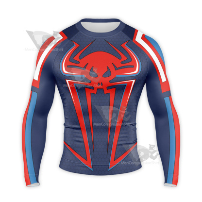 Spiderman Miles Blue Red Long Sleeve Compression Shirt