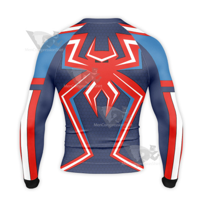 Spiderman Miles Blue Red Long Sleeve Compression Shirt