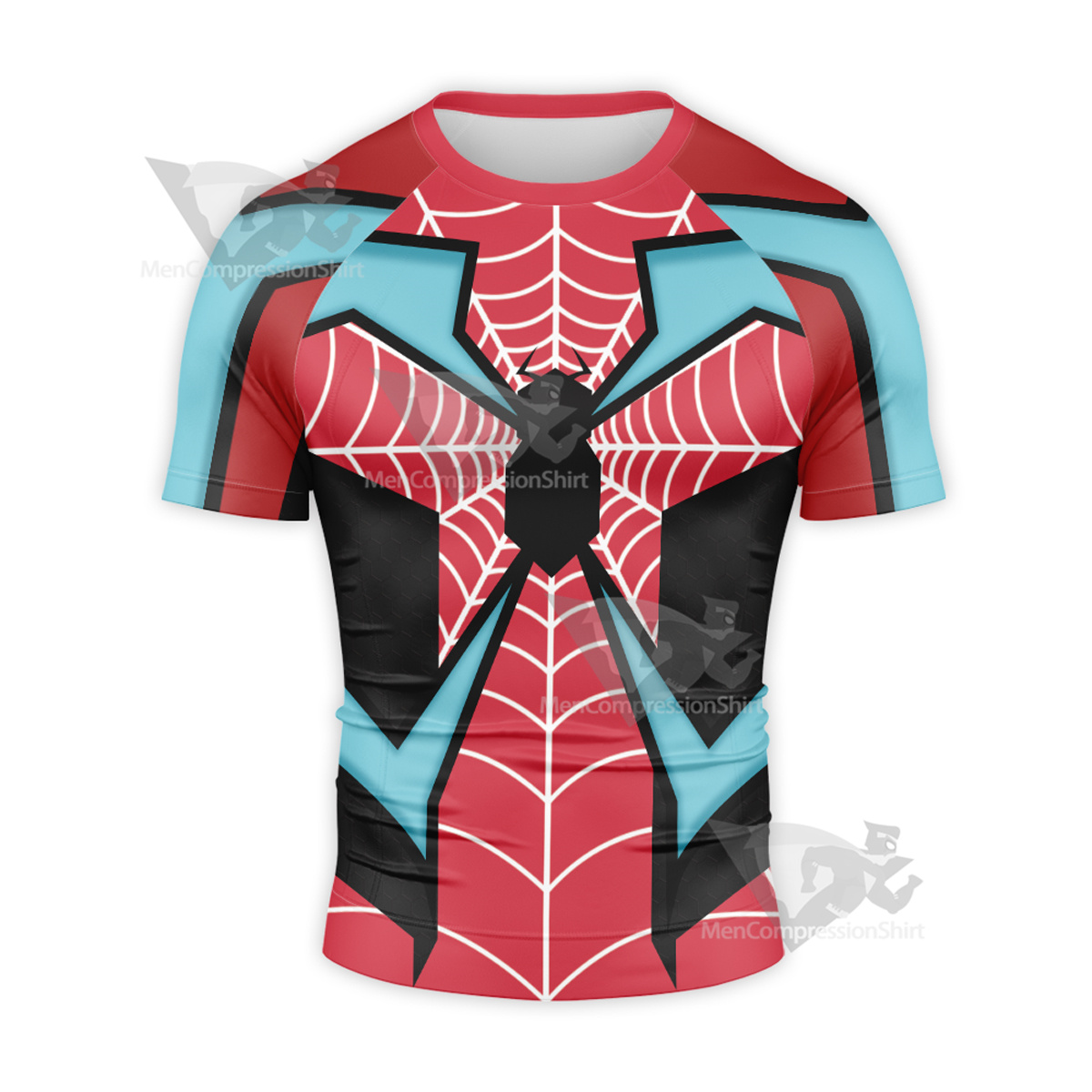 Spiderman Miles Red Blue Short Sleeve Compression Shirt