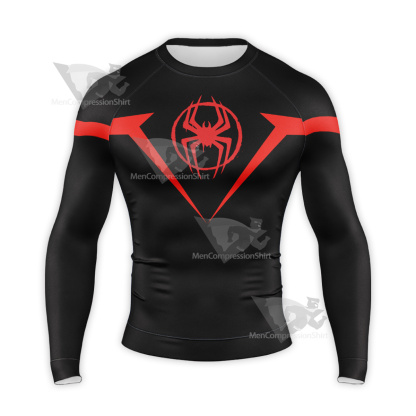 Spiderman Miles Red Long Sleeve Compression Shirt