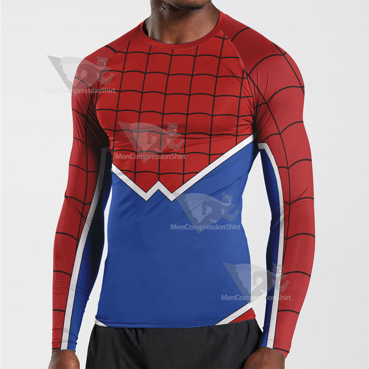 Spiderman Punk Red Blue Long Sleeve Compression Shirt